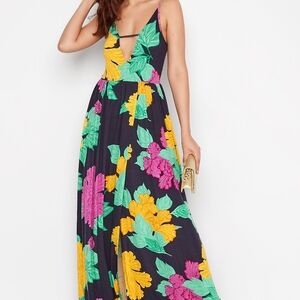 Long Tall Sally Floral Maxi Dress - Black, Pink, Yellow, Green